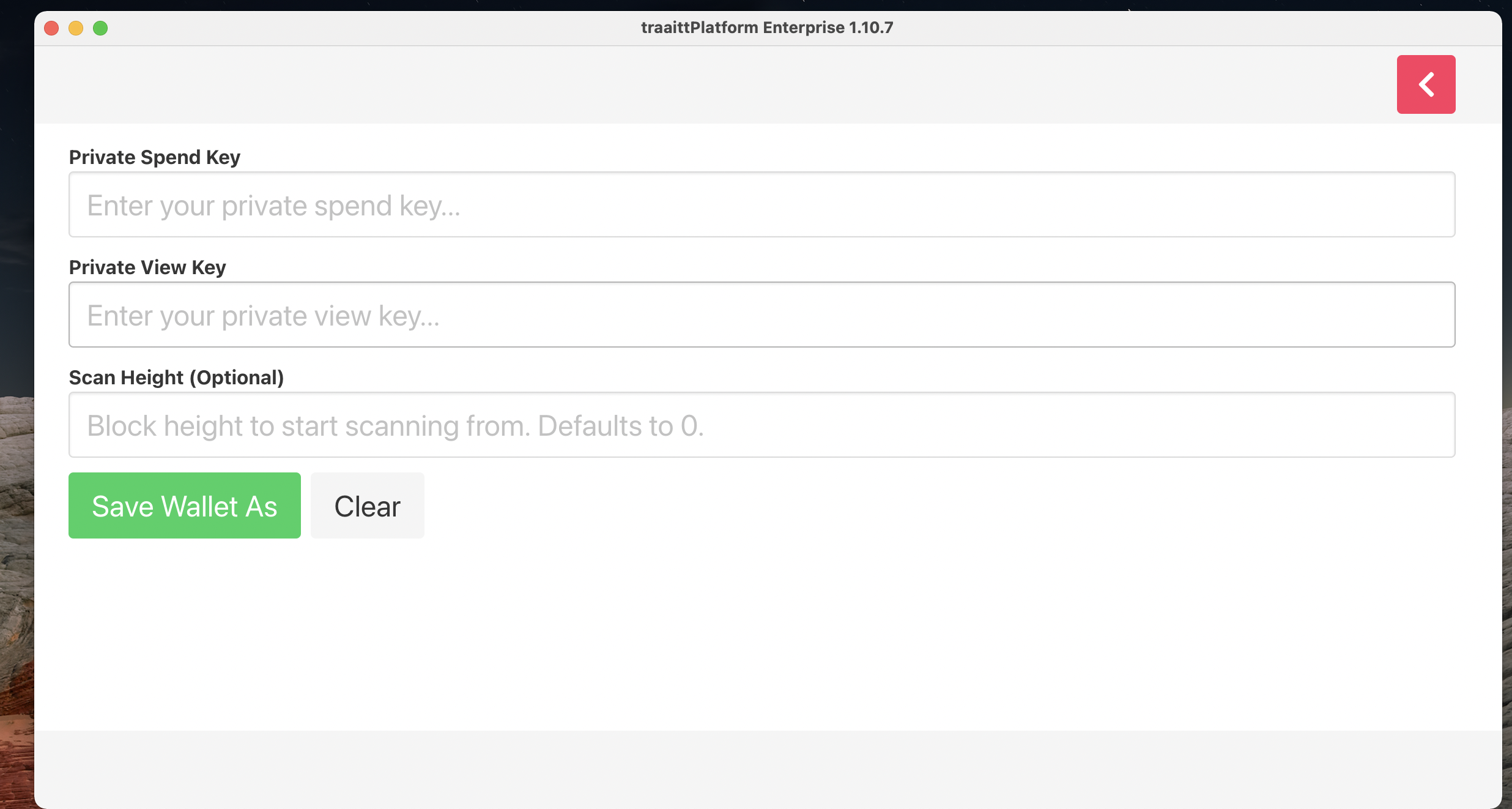 proton restore keys menu